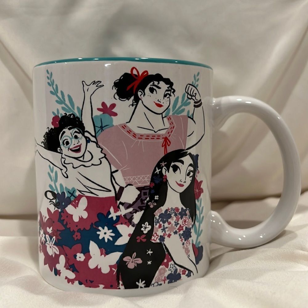 Disney Encanto Sisters Mirabel Luisa Isabela Silver Buffalo Floral Mug NWT
